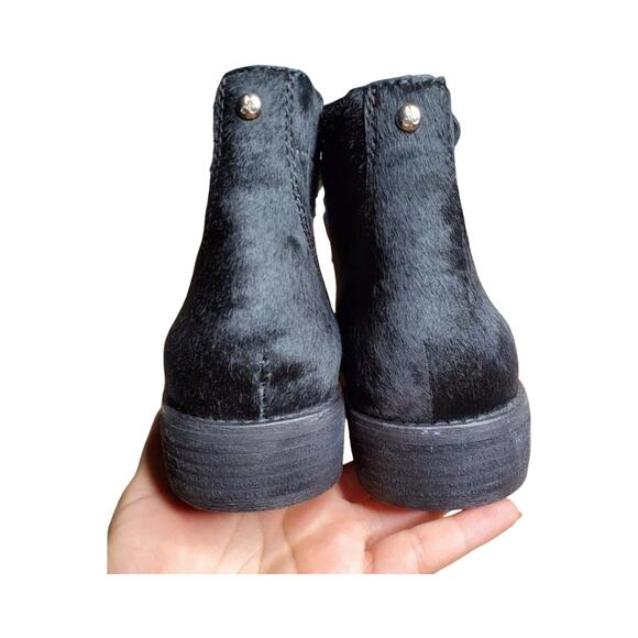 Sam Edelman Black Calf Hair Lace Up Leather Ankle Women's Boot Size: 6.5 - Picture 2 of 6